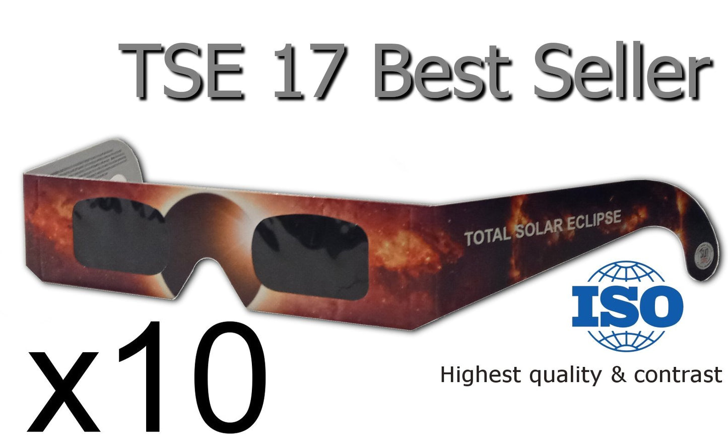 10 Pack Sun Safe Eclipse Glasses 10% off today, Free Ground Delivery !